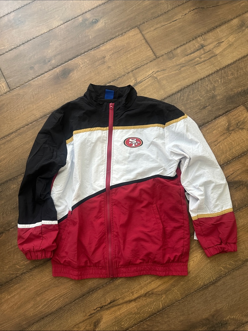 San Francisco 49ers Kids Colorblock Windbreaker Jacket - Red/White/Black size 18